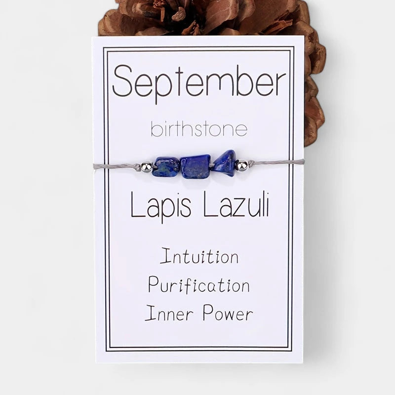 Virelle-Virelle | Dames Armband – Geboortesteen Kralenkoord, 12 Maanden Met Wenskaart