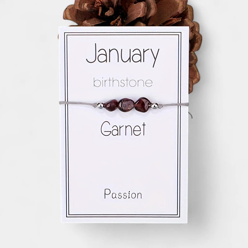 Virelle-Virelle | Dames Armband – Geboortesteen Kralenkoord, 12 Maanden Met Wenskaart