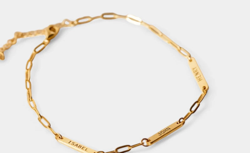 Virelle-Virelle | Dames Armband – Gepersonaliseerd Gegraveerd Naamplaatje, Roestvrij Staal, Paperclip Ketting