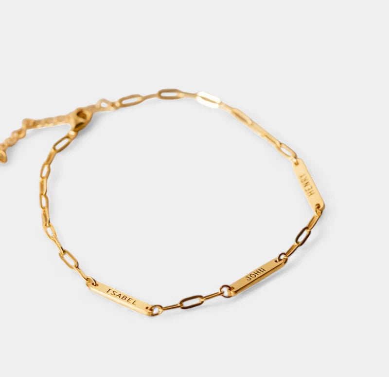 Virelle-Virelle | Dames Armband – Gepersonaliseerd Gegraveerd Naamplaatje, Roestvrij Staal, Paperclip Ketting