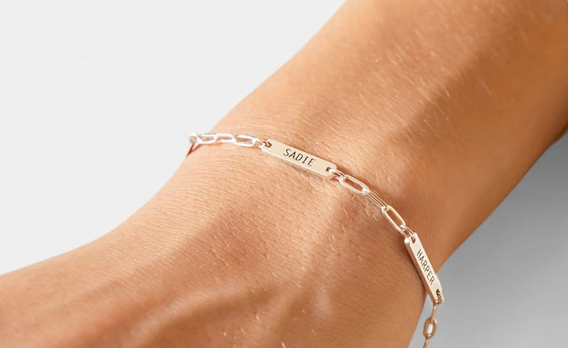 Virelle-Virelle | Dames Armband – Gepersonaliseerd Gegraveerd Naamplaatje, Roestvrij Staal, Paperclip Ketting