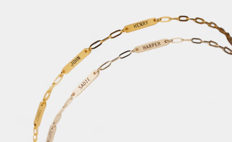 Virelle-Virelle | Dames Armband – Gepersonaliseerd Gegraveerd Naamplaatje, Roestvrij Staal, Paperclip Ketting