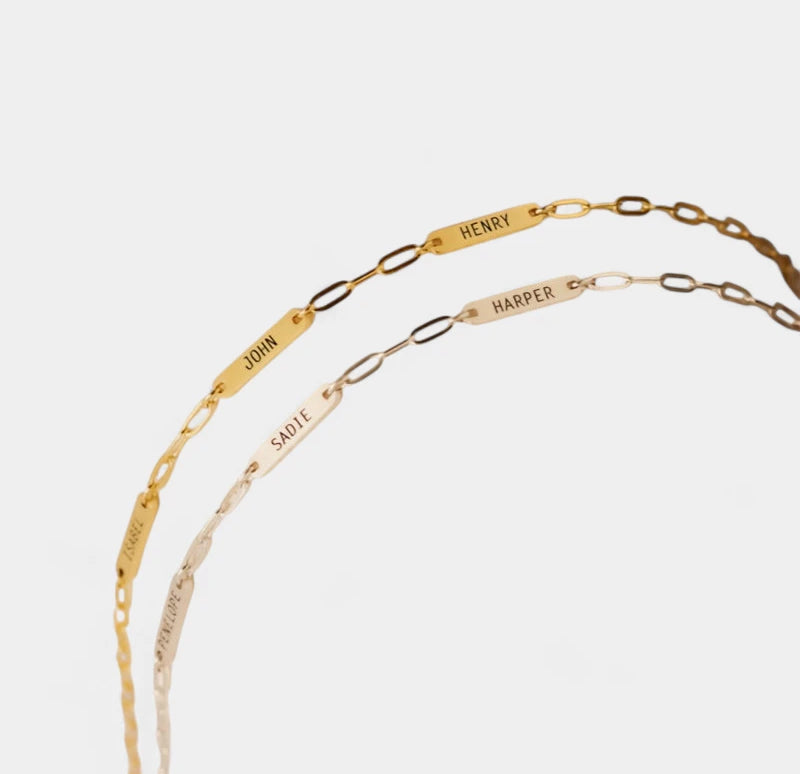Virelle-Virelle | Dames Armband – Gepersonaliseerd Gegraveerd Naamplaatje, Roestvrij Staal, Paperclip Ketting