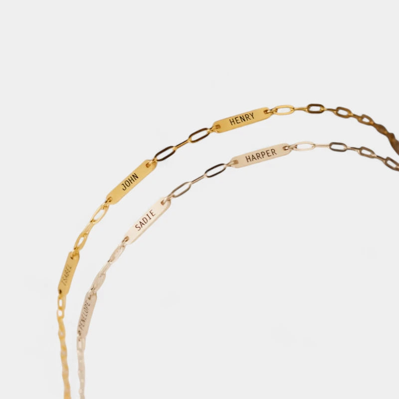 Virelle-Virelle | Dames Armband – Gepersonaliseerd Gegraveerd Naamplaatje, Roestvrij Staal, Paperclip Ketting
