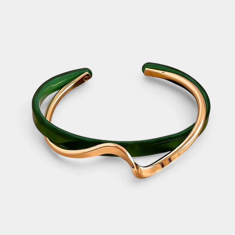 Virelle-Virelle | Dames Armband – Goud Verguld, Golfvormige Cuff, Minimalistisch Design