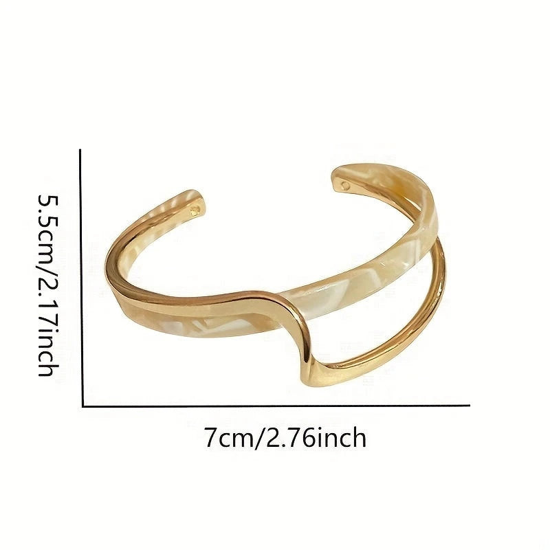 Virelle-Virelle | Dames Armband – Goud Verguld, Golfvormige Cuff, Minimalistisch Design