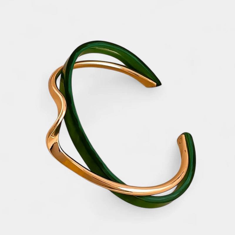 Virelle-Virelle | Dames Armband – Goud Verguld, Golfvormige Cuff, Minimalistisch Design