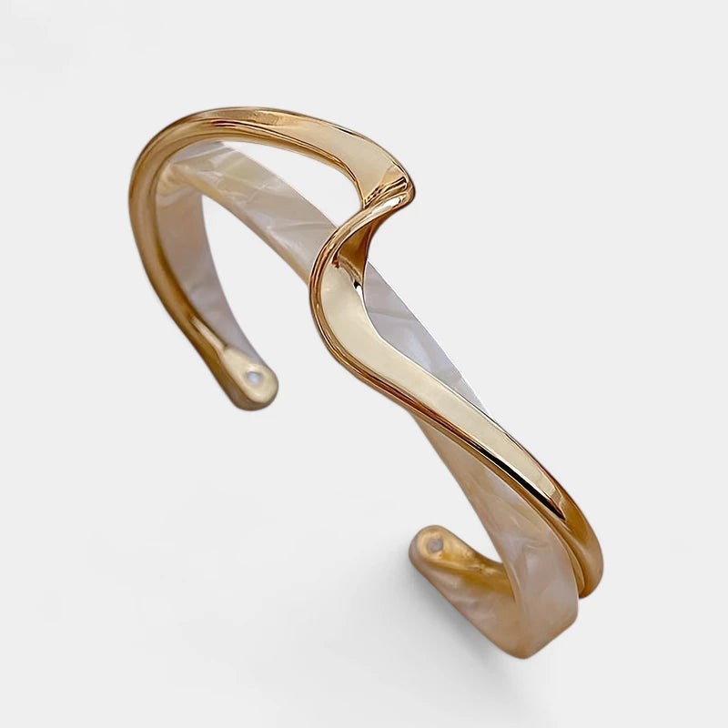 Virelle-Virelle | Dames Armband – Goud Verguld, Golfvormige Cuff, Minimalistisch Design