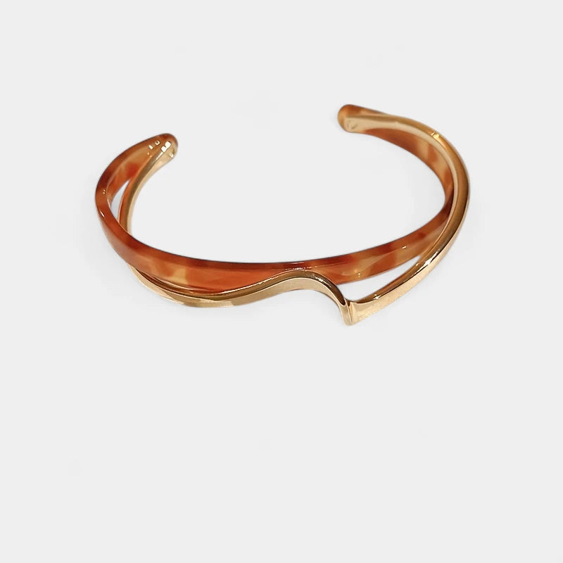 Virelle-Virelle | Dames Armband – Goud Verguld, Golfvormige Cuff, Minimalistisch Design