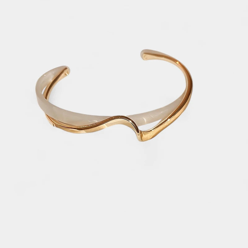 Virelle-Virelle | Dames Armband – Goud Verguld, Golfvormige Cuff, Minimalistisch Design