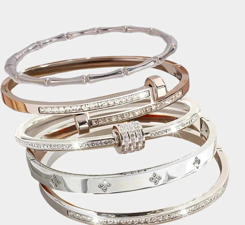 Virelle-Virelle | Dames Armband – Roestvrij staal, Elegante stijl, Set van vijf