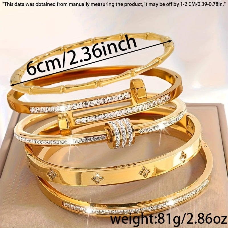 Virelle-Virelle | Dames Armband – Roestvrij staal, Elegante stijl, Set van vijf