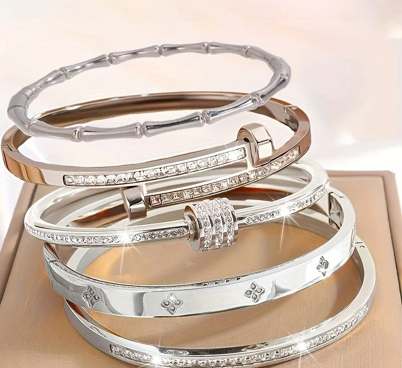 Virelle-Virelle | Dames Armband – Roestvrij staal, Elegante stijl, Set van vijf
