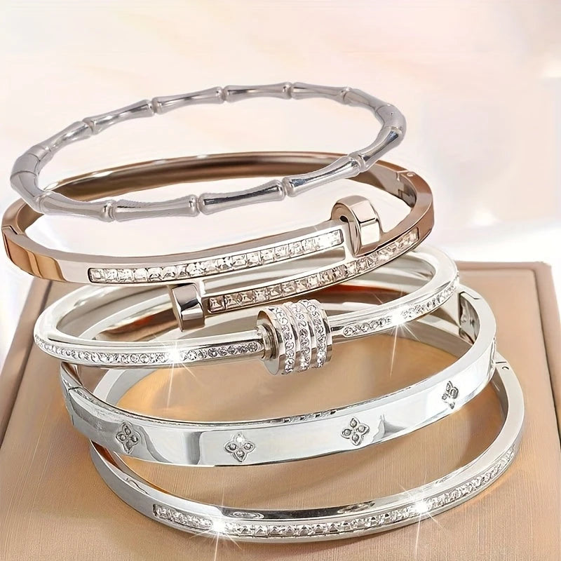 Virelle-Virelle | Dames Armband – Roestvrij staal, Elegante stijl, Set van vijf