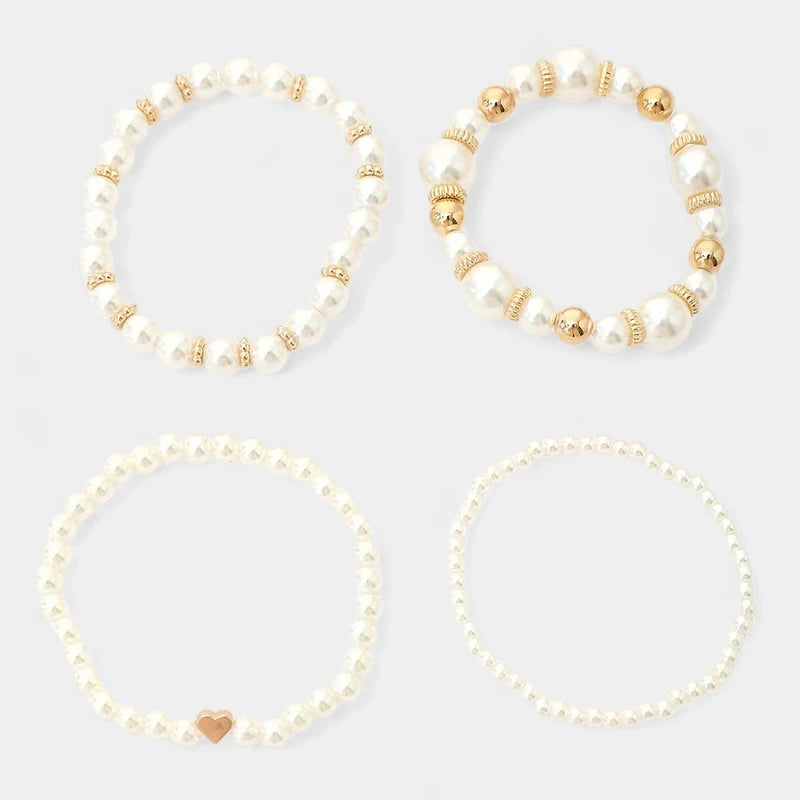 Virelle-Virelle | Dames Armband Set – Imitatieparels, Met de Hand Geregen, Elegant en Tijdloos Design