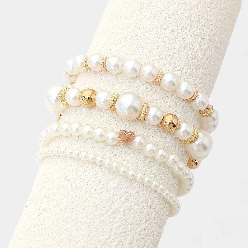 Virelle-Virelle | Dames Armband Set – Imitatieparels, Met de Hand Geregen, Elegant en Tijdloos Design