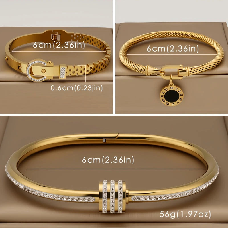 Virelle-Virelle | Dames Armband – Verguld roestvrij staal, Meervoudige lagen, Glanzende hangerdetails