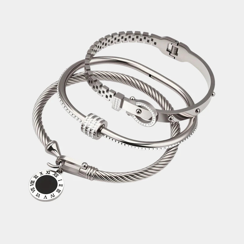 Virelle-Virelle | Dames Armband – Verguld roestvrij staal, Meervoudige lagen, Glanzende hangerdetails