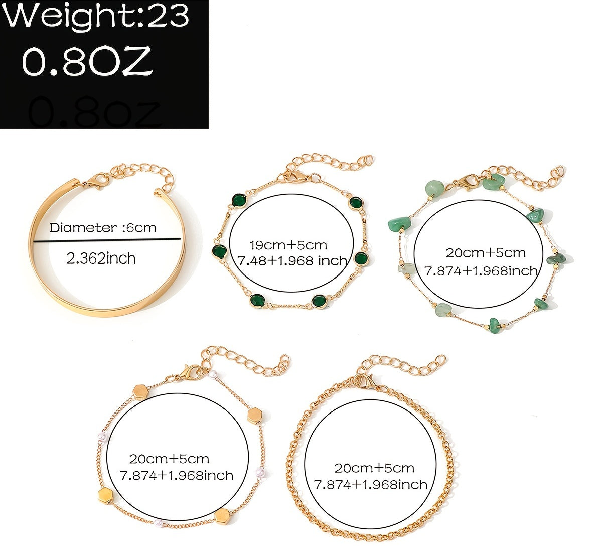 Virelle-Virelle | Dames Armband – Ijzeren open ringketting, Vintage design, Set van vijf