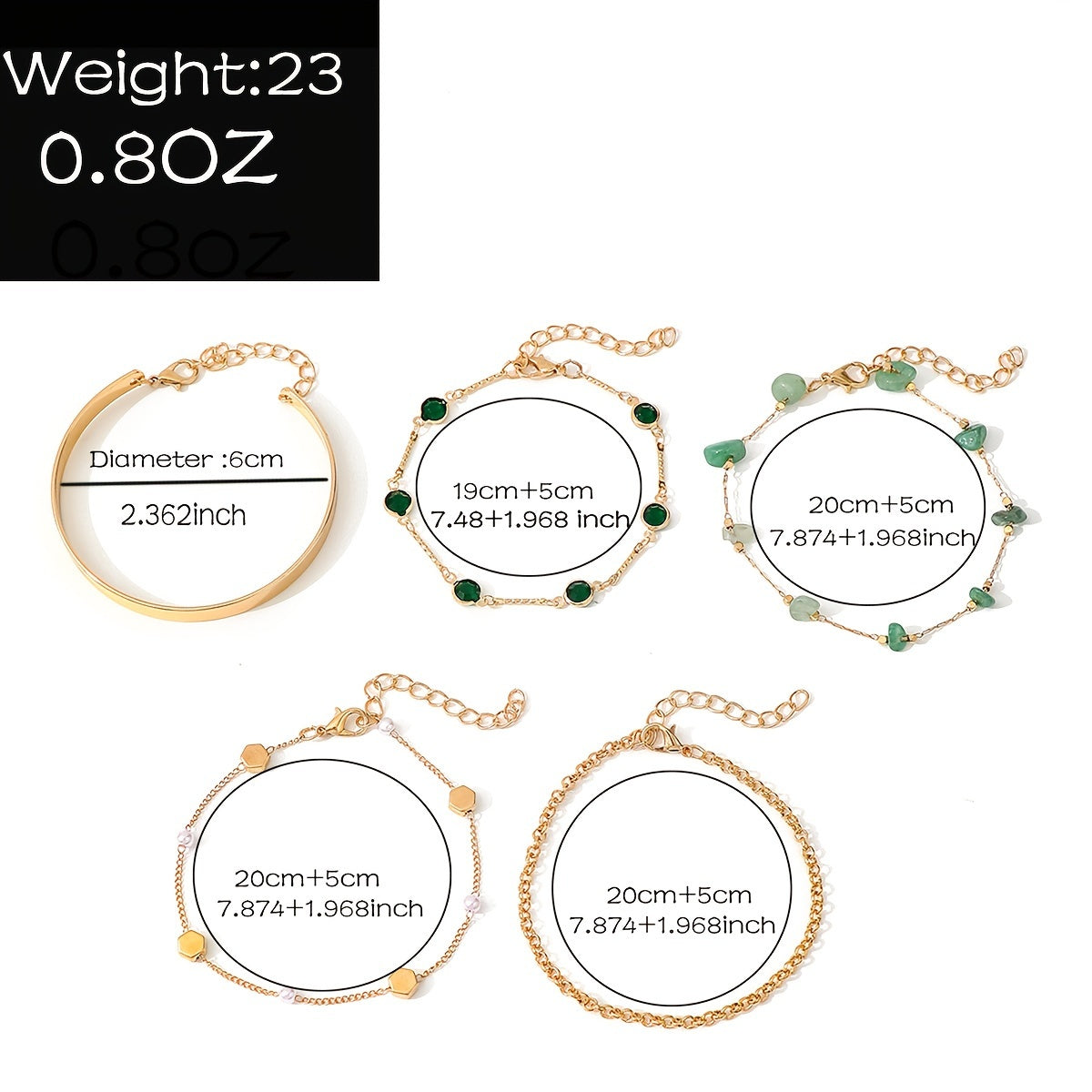 Virelle-Virelle | Dames Armband – Ijzeren open ringketting, Vintage design, Set van vijf