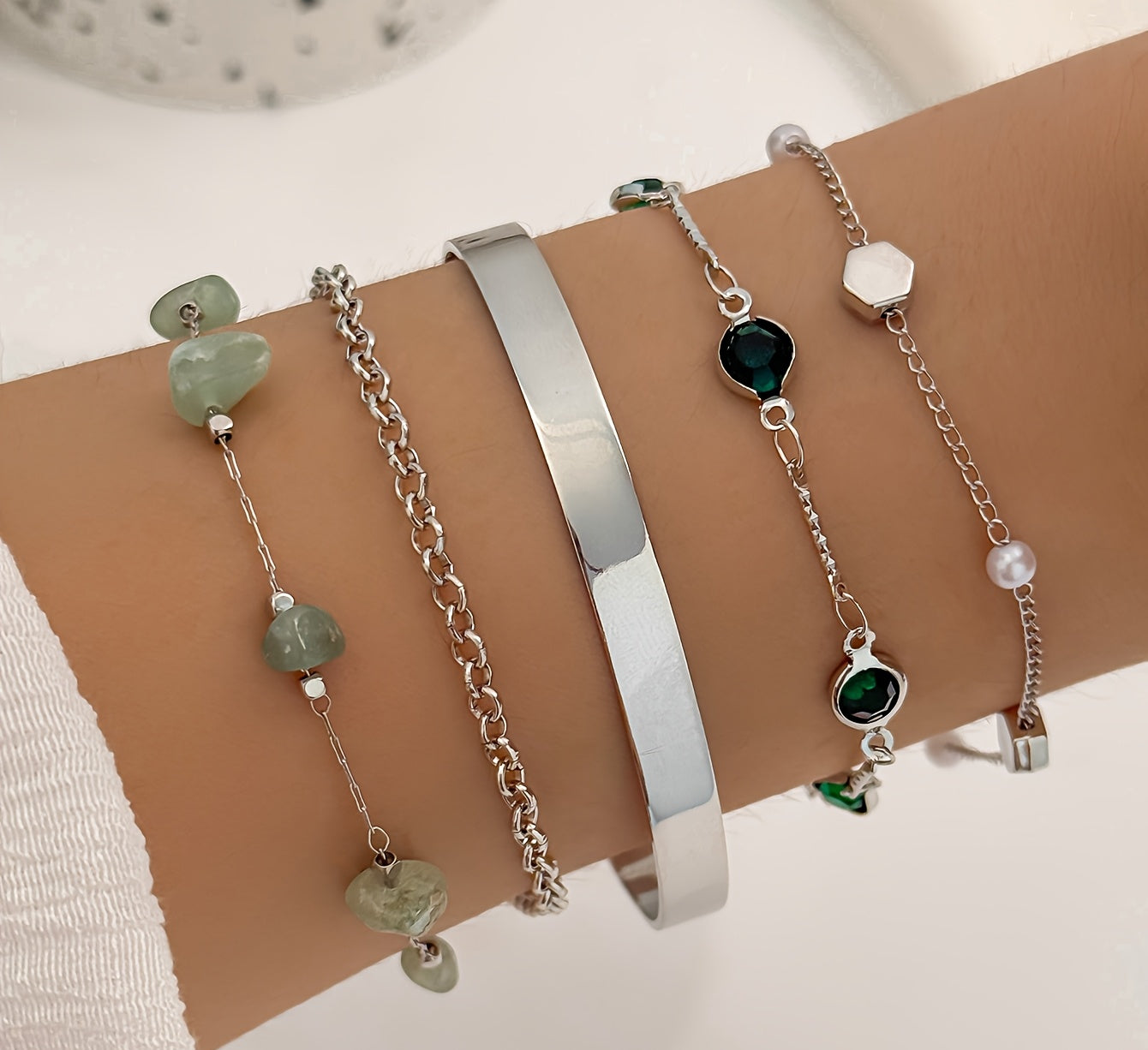 Virelle-Virelle | Dames Armband – Ijzeren open ringketting, Vintage design, Set van vijf