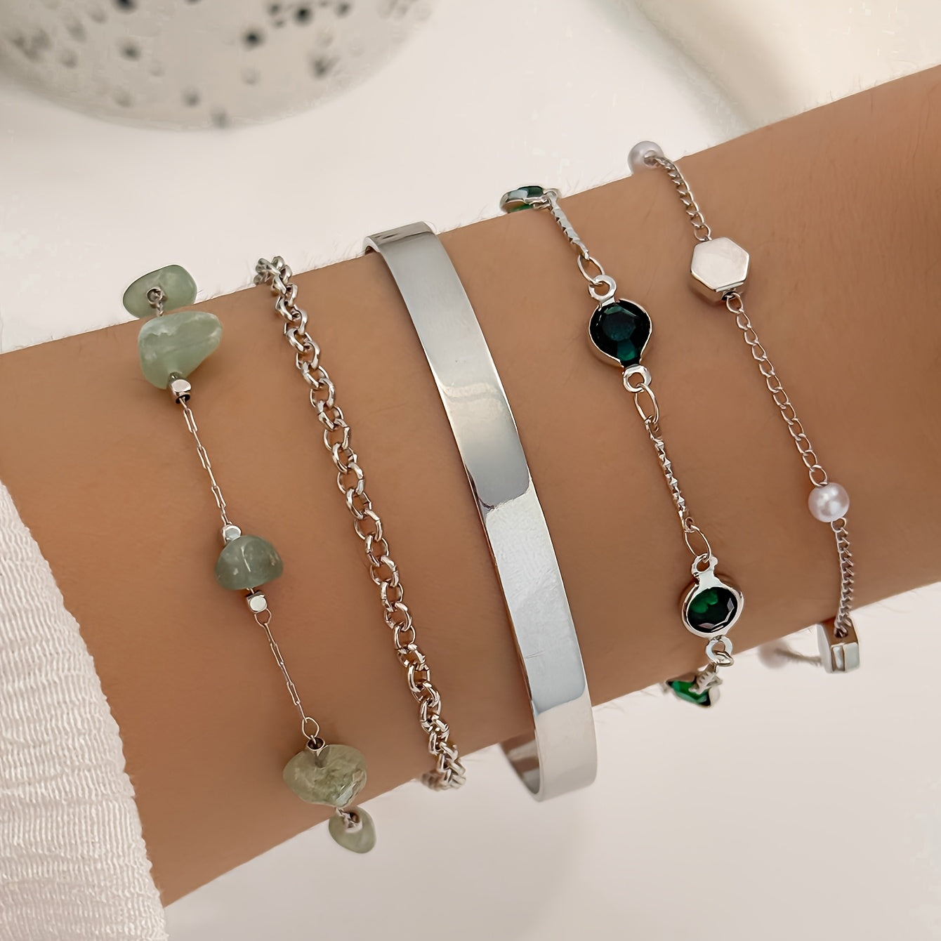 Virelle-Virelle | Dames Armband – Ijzeren open ringketting, Vintage design, Set van vijf