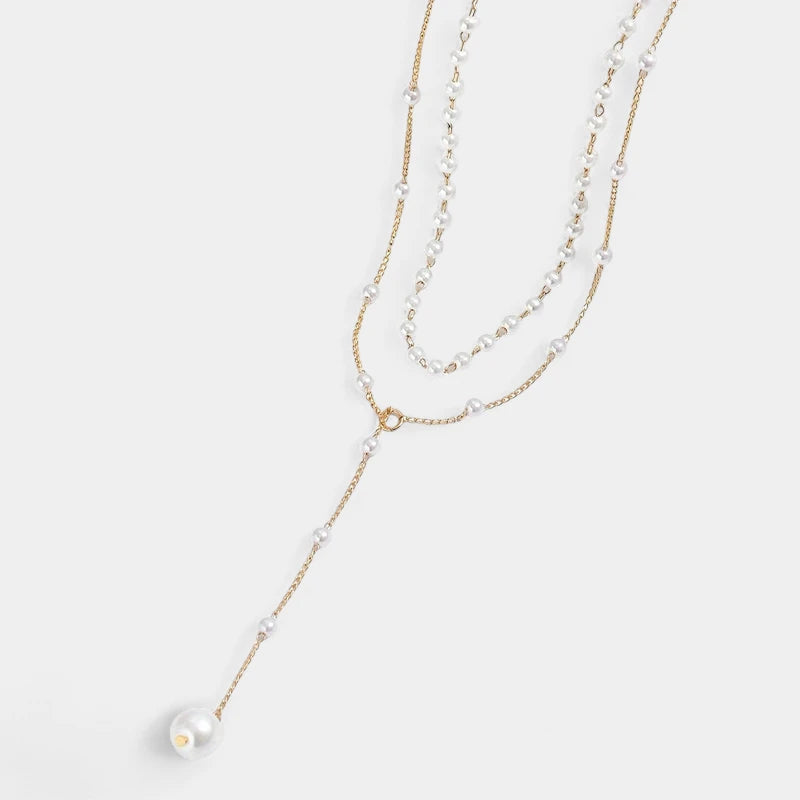 Virelle-Virelle | Dames Dubbele Ketting – Imitatieparel Trosdesign, Verstelbare Y-Vorm