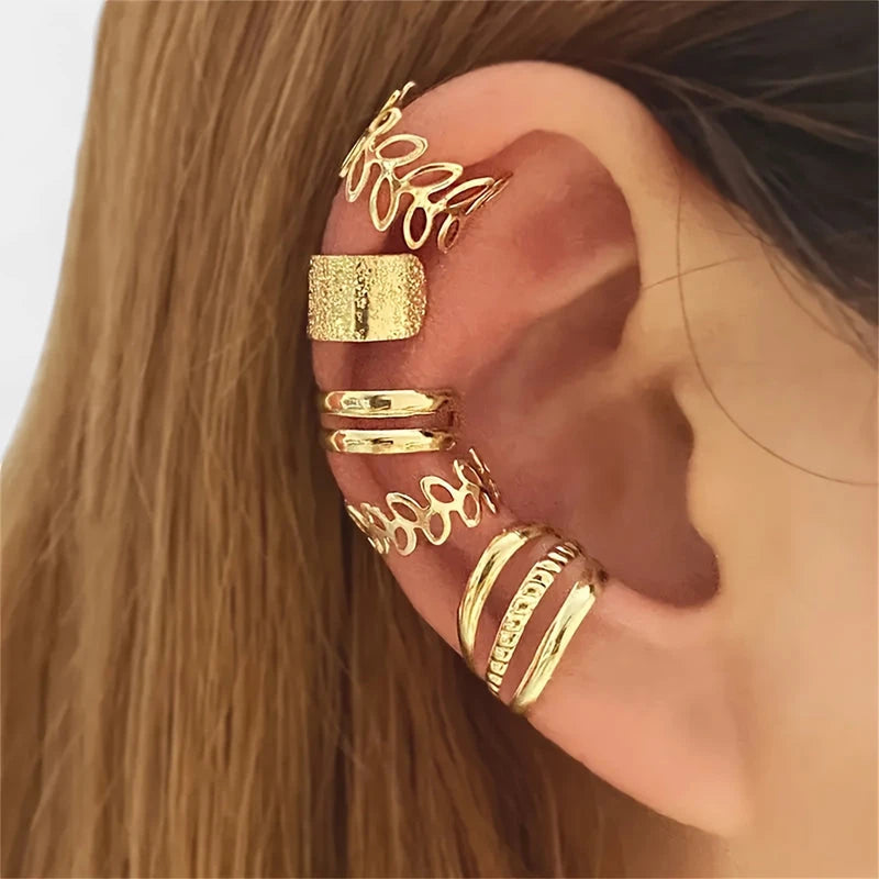 Virelle-Virelle | Dames Ear Cuff Set – Metaal Opengewerkt Design, Niet-Piercing Helix Ringen