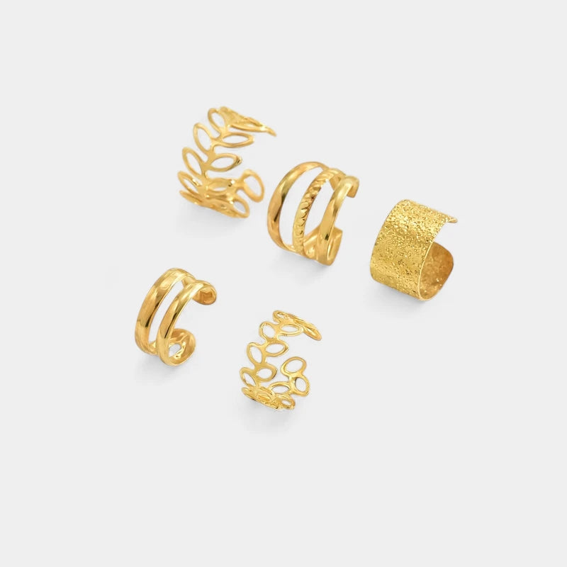 Virelle-Virelle | Dames Ear Cuff Set – Metaal Opengewerkt Design, Niet-Piercing Helix Ringen