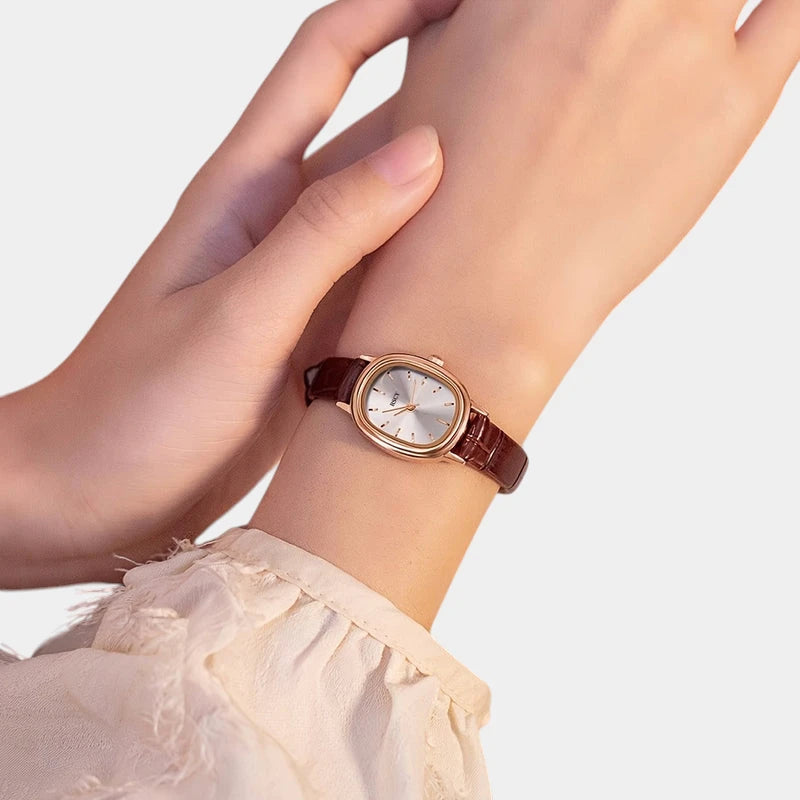 Virelle-Virelle | Dames Horloge – Quartz Uurwerk, Ovale Kast, PU Lederen Band, Krasbestendig