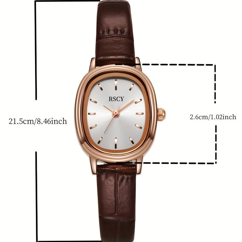 Virelle-Virelle | Dames Horloge – Quartz Uurwerk, Ovale Kast, PU Lederen Band, Krasbestendig