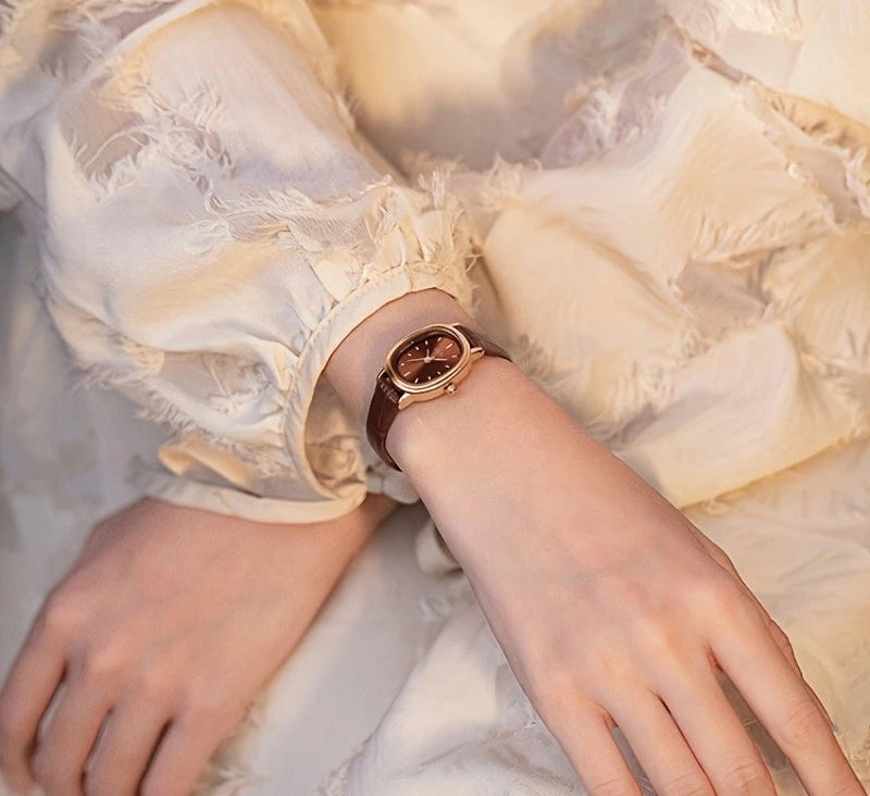 Virelle-Virelle | Dames Horloge – Quartz Uurwerk, Ovale Kast, PU Lederen Band, Krasbestendig