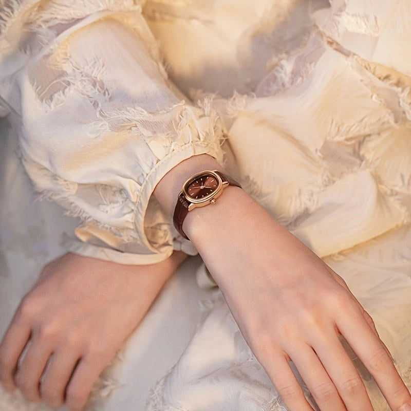 Virelle-Virelle | Dames Horloge – Quartz Uurwerk, Ovale Kast, PU Lederen Band, Krasbestendig