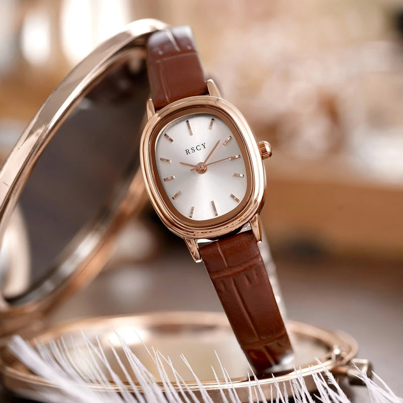 Virelle-Virelle | Dames Horloge – Quartz Uurwerk, Ovale Kast, PU Lederen Band, Krasbestendig