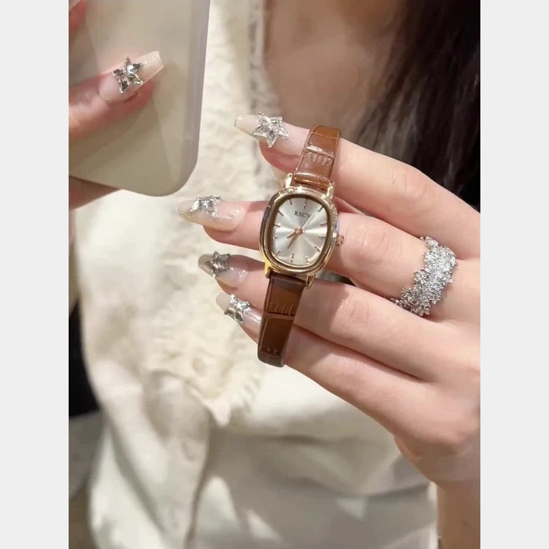 Virelle-Virelle | Dames Horloge – Quartz Uurwerk, Ovale Kast, PU Lederen Band, Krasbestendig