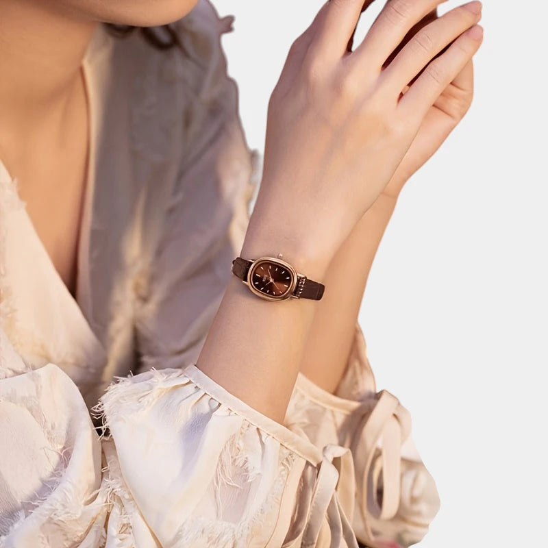 Virelle-Virelle | Dames Horloge – Quartz Uurwerk, Ovale Kast, PU Lederen Band, Krasbestendig