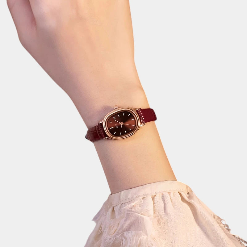 Virelle-Virelle | Dames Horloge – Quartz Uurwerk, Ovale Kast, PU Lederen Band, Krasbestendig