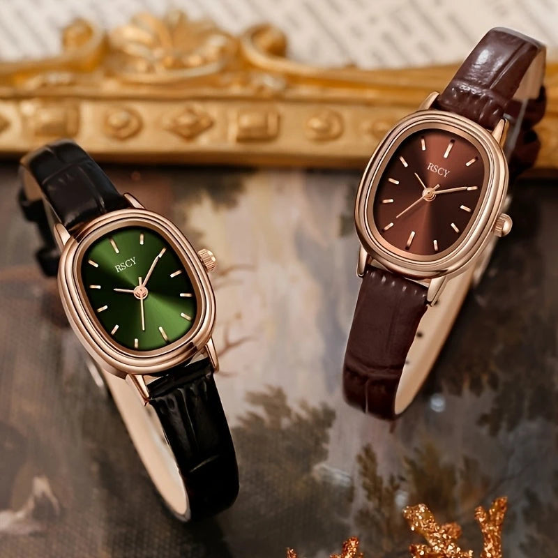 Virelle-Virelle | Dames Horloge – Quartz Uurwerk, Ovale Kast, PU Lederen Band, Krasbestendig