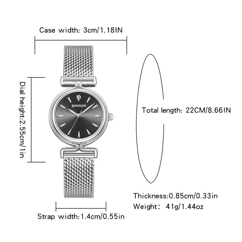 Virelle-Virelle | Dames Horloge – Quartz Uurwerk, Roestvrijstalen Mesh Band, 3ATM Waterbestendig