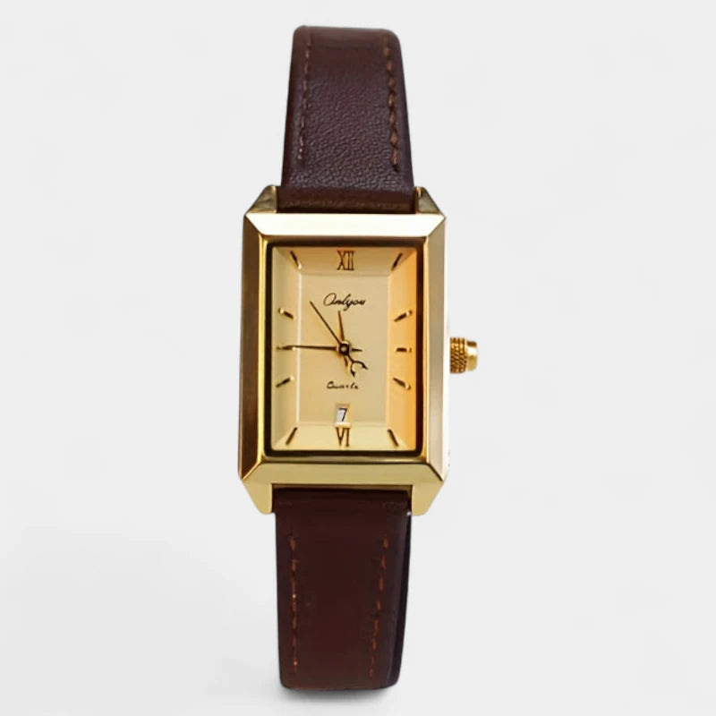 Virelle-Virelle | Dames Horloge – Rechthoekige Quartz Kast, Leren Band, Datumweergave