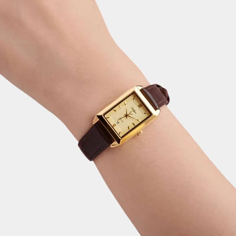 Virelle-Virelle | Dames Horloge – Rechthoekige Quartz Kast, Leren Band, Datumweergave