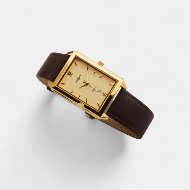 Virelle-Virelle | Dames Horloge – Rechthoekige Quartz Kast, Leren Band, Datumweergave