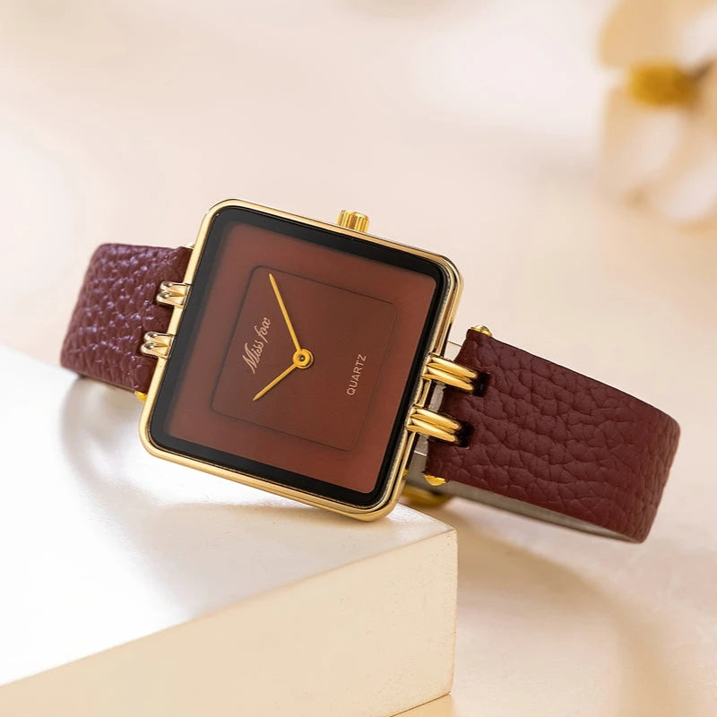 Virelle-Virelle | Dames Horloge – Vierkante Quartz Kast, Vintage Design, Waterbestendig