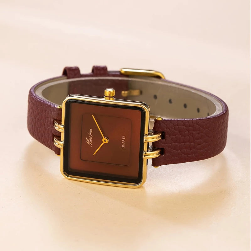 Virelle-Virelle | Dames Horloge – Vierkante Quartz Kast, Vintage Design, Waterbestendig