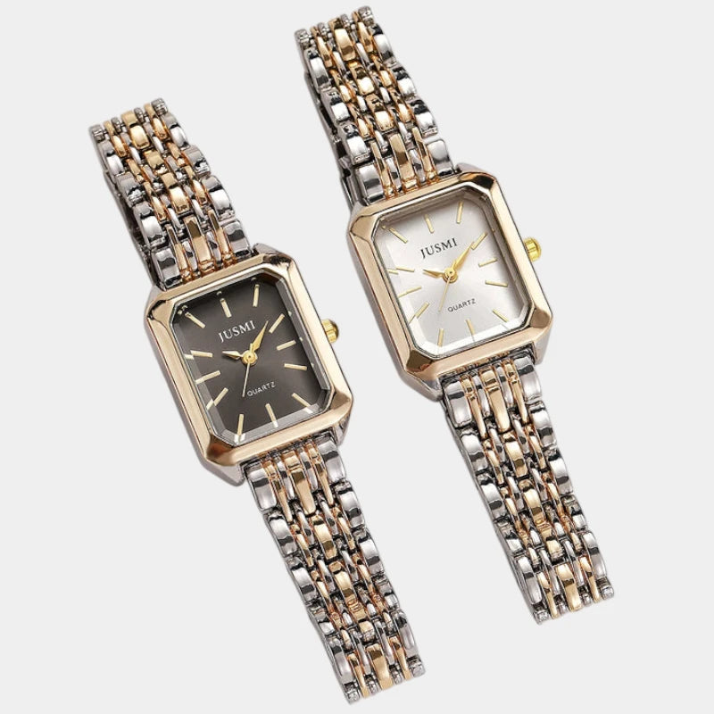 Virelle-Virelle | Dames Horloge – Vierkante Quartz Kast, Roestvrijstalen Band, Minimalistische Indexen