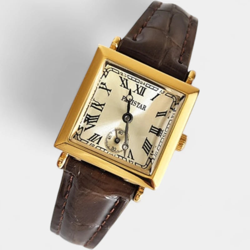 Virelle-Virelle | Dames Horloge – Vierkante Quartz Kast, Romeinse Cijferaanduiding, PU Lederen Band