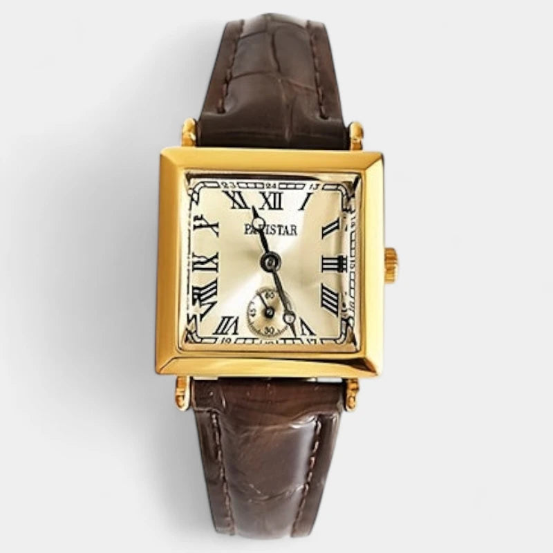 Virelle-Virelle | Dames Horloge – Vierkante Quartz Kast, Romeinse Cijferaanduiding, PU Lederen Band