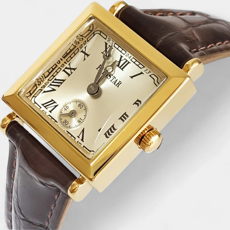 Virelle-Virelle | Dames Horloge – Vierkante Quartz Kast, Romeinse Cijferaanduiding, PU Lederen Band