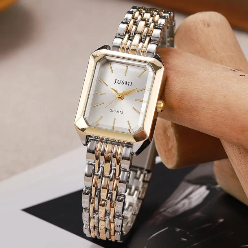 Virelle-Virelle | Dames Horloge – Vierkante Quartz Kast, Roestvrijstalen Band, Minimalistische Indexen