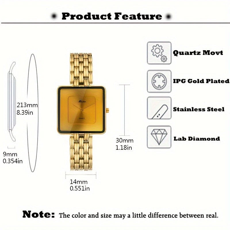 Virelle-Virelle | Dames Horloge – Vierkante Quartz Kast, Minimalistisch Design, Luxe Afwerking